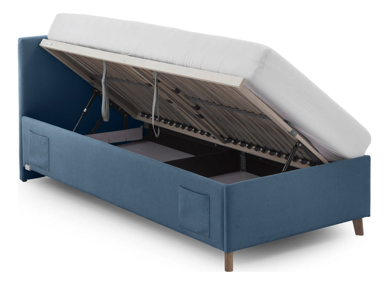 Jugendbett Cool mit Bettkasten und USB-Anschluss, Polsterbett in Blau – Ansicht 6