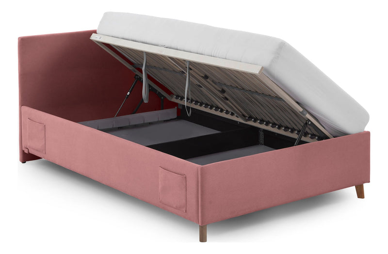 Jugendbett Cool mit Bettkasten und USB-Anschluss, Polsterbett in Rosé – Ansicht 12