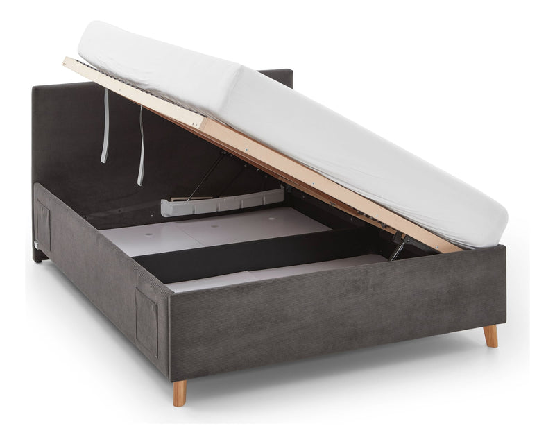 Jugendbett Cool mit Bettkasten und USB-Anschluss, Polsterbett in Anthrazit – Ansicht 12