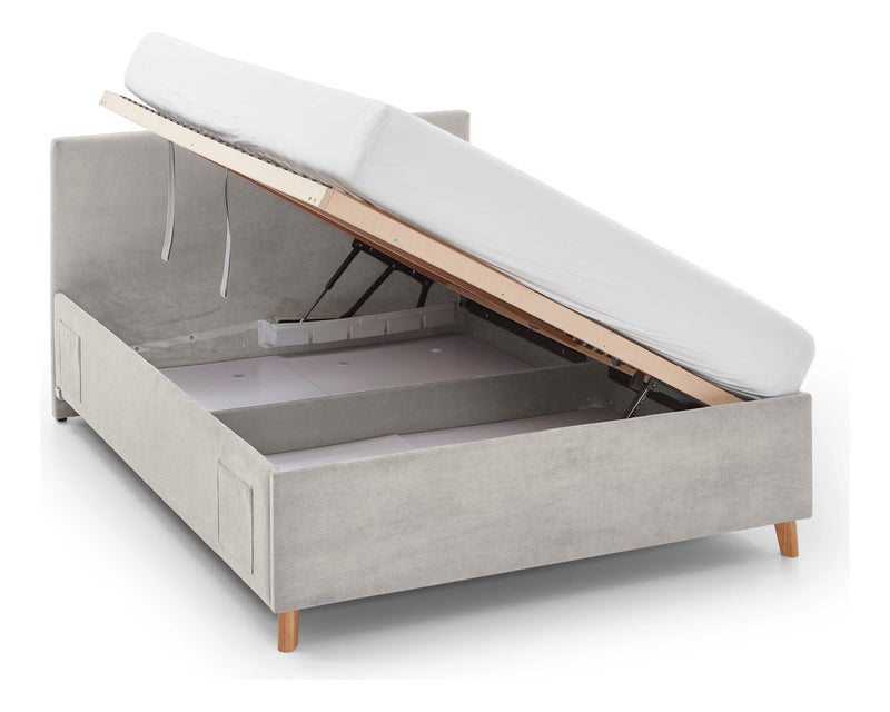 Jugendbett Cool mit Bettkasten und USB-Anschluss, Polsterbett in Cremeweiß – Ansicht 14