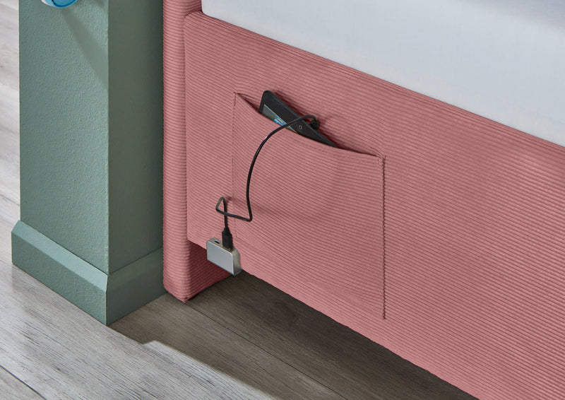 Jugendbett Cool mit Bettkasten und USB-Anschluss, Polsterbett in Rosé – Ansicht 20