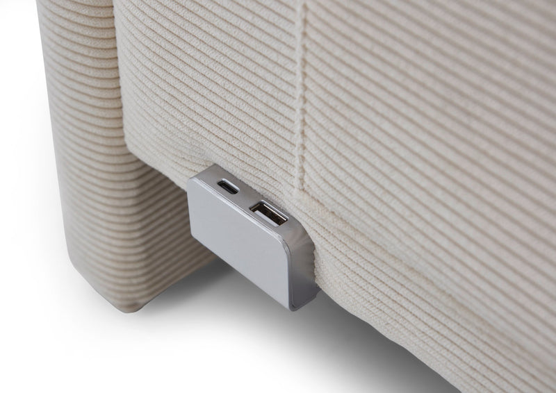 Jugendbett Cool mit Bettkasten und USB-Anschluss, Polsterbett in Cremeweiß – Ansicht 22
