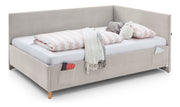Jugendbett Cool mit Bettkasten & Rückenteil, Polsterbett mit USB in Cremeweiß – Ansicht 6