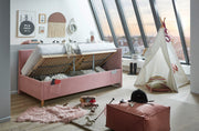 Jugendbett Cool mit Bettkasten & Rückenteil, Polsterbett mit USB in Rosé – Ansicht 7