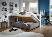 Jugendbett Cool mit Bettkasten & Rückenteil, Polsterbett mit USB in Anthrazit – Ansicht 4