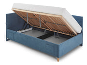 Jugendbett Cool mit Bettkasten & Rückenteil, Polsterbett mit USB in Blau – Ansicht 5
