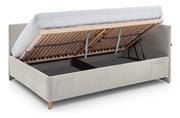 Jugendbett Cool mit Bettkasten & Rückenteil, Polsterbett mit USB in Cremeweiß – Ansicht 10