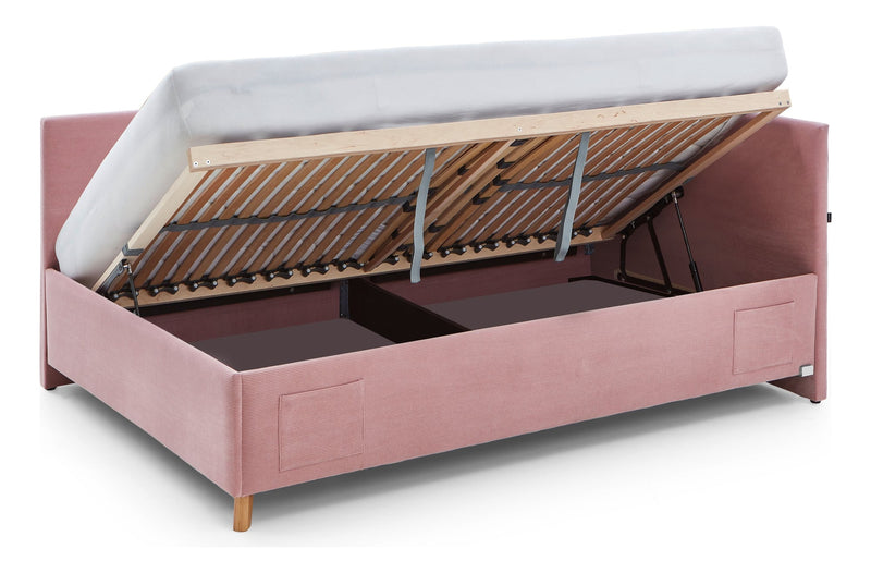 Jugendbett Cool mit Bettkasten & Rückenteil, Polsterbett mit USB in Rosé – Ansicht 10
