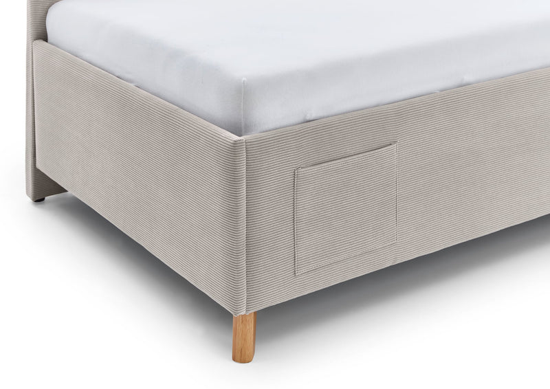 Jugendbett Cool mit Bettkasten & Rückenteil, Polsterbett mit USB in Cremeweiß – Ansicht 11