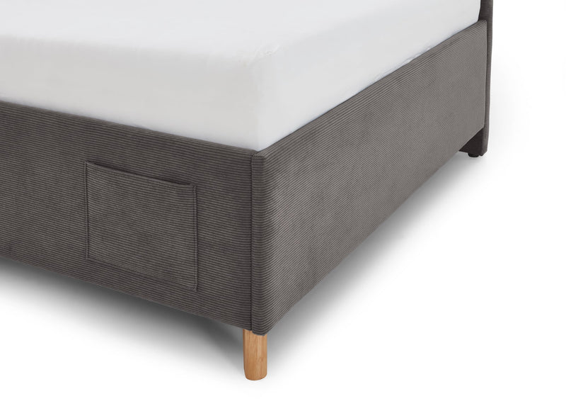 Jugendbett Cool mit Bettkasten & Rückenteil, Polsterbett mit USB in Anthrazit – Ansicht 6