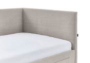 Jugendbett Cool mit Bettkasten & Rückenteil, Polsterbett mit USB in Cremeweiß – Ansicht 13