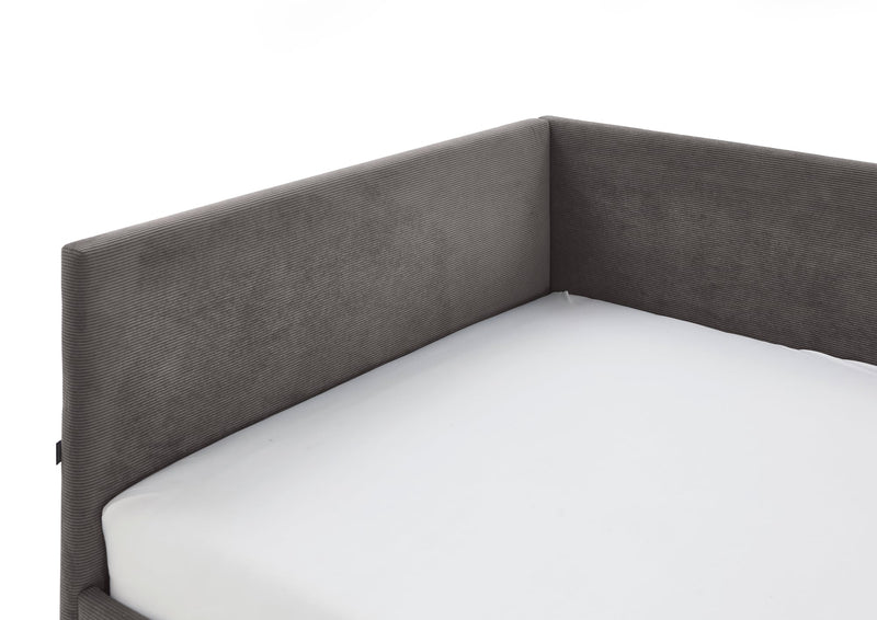 Jugendbett Cool mit Bettkasten & Rückenteil, Polsterbett mit USB in Anthrazit – Ansicht 7