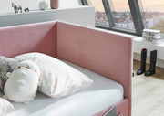 Jugendbett Cool mit Bettkasten & Rückenteil, Polsterbett mit USB in Rosé – Ansicht 15