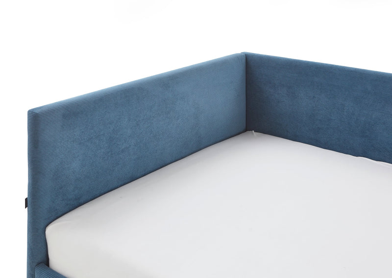 Jugendbett Cool mit Bettkasten & Rückenteil, Polsterbett mit USB in Blau – Ansicht 9