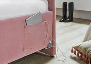 Jugendbett Cool mit Bettkasten & Rückenteil, Polsterbett mit USB in Rosé – Ansicht 18