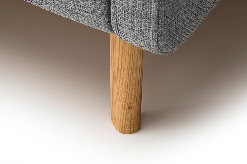 Polsterbett Lotte mit Bettkasten, gestepptem Kopfteil und Holzfüßen in Grau – Ansicht 18