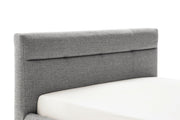 Polsterbett Lotte mit Bettkasten, gestepptem Kopfteil und Holzfüßen in Grau – Ansicht 24