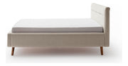 Polsterbett Lotte mit Bettkasten, gestepptem Kopfteil und Holzfüßen in Beige – Ansicht 9