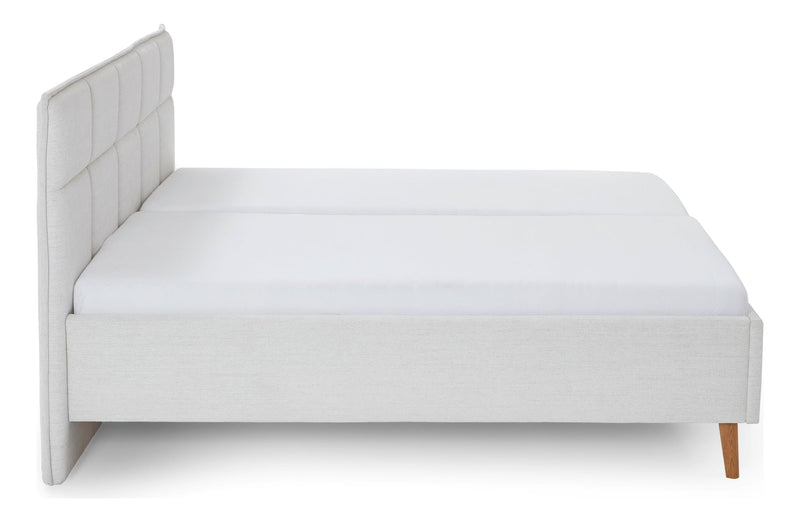 Polsterbett Paulo mit gestepptem Kopfteil und Biese in Beige – Ansicht 10