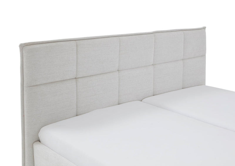 Polsterbett Paulo mit gestepptem Kopfteil und Biese in Beige – Ansicht 12