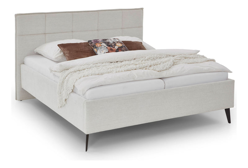 Polsterbett Paulo mit Bettkasten und gestepptem Kopfteil in Beige – Ansicht 5