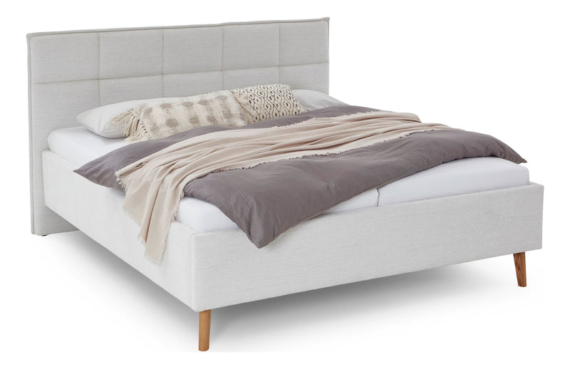 Polsterbett Paulo mit Bettkasten und gestepptem Kopfteil in Beige – Ansicht 6