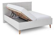 Polsterbett Paulo mit Bettkasten und gestepptem Kopfteil in Beige – Ansicht 14