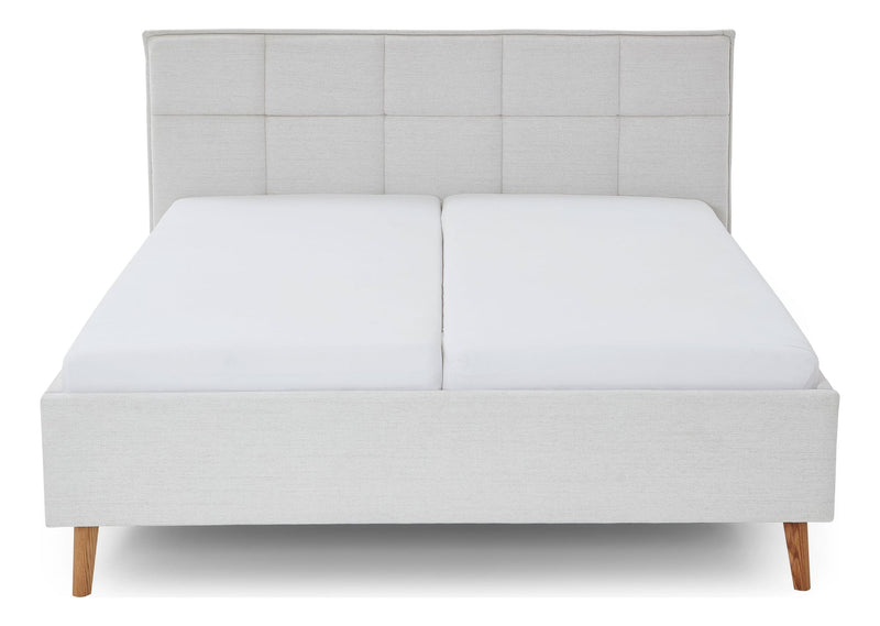 Polsterbett Paulo mit Bettkasten und gestepptem Kopfteil in Beige – Ansicht 4