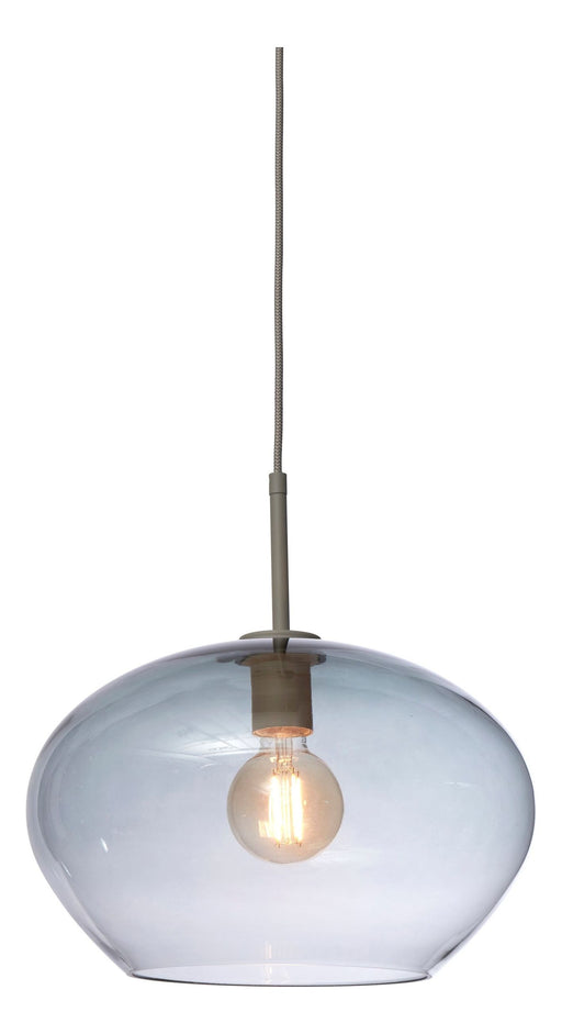 It's about RoMi Hängeleuchte Bologna mit grauem Glasschirm in ovaler Form, Gesamtansicht mit Leuchtmittel.