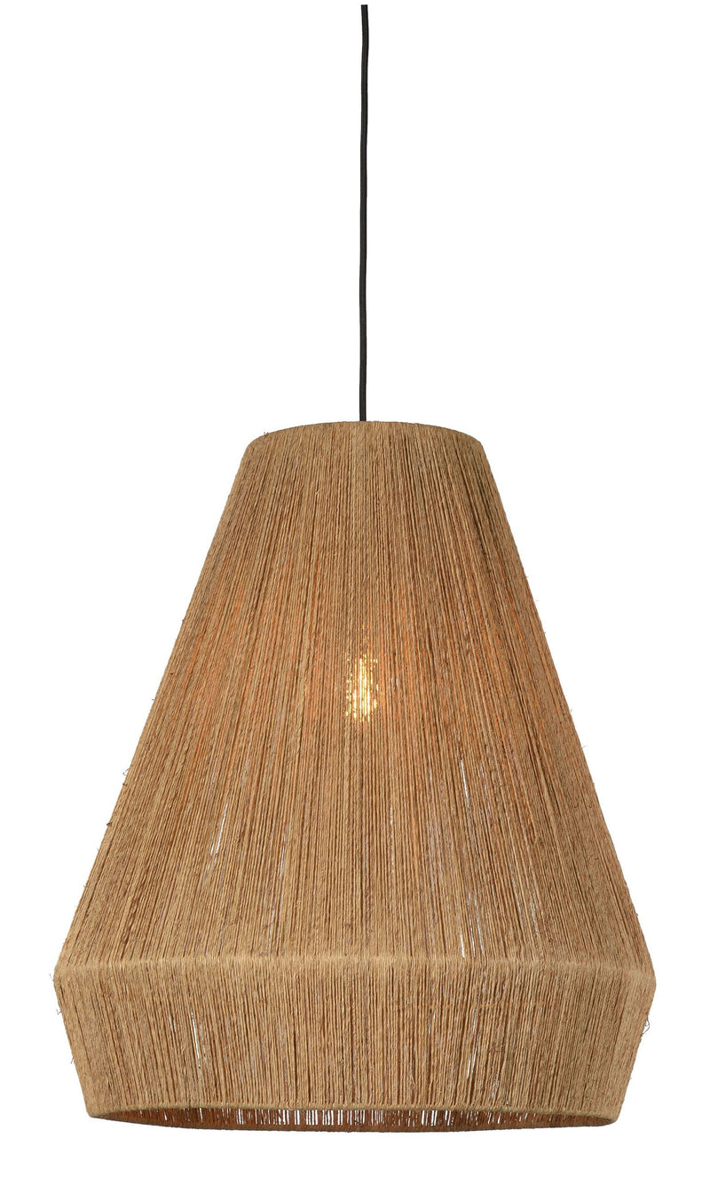 Good&Mojo Hängeleuchte Iguazu aus Jute: Natur geflochtene Pendelleuchte mit kegelförmigem Schirm und schwarzem Kabel.