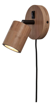 Wandstrahler Java von Good&Mojo mit Bambusschirm und Bambusgestell in Natur, mit Schalter und Netzkabel