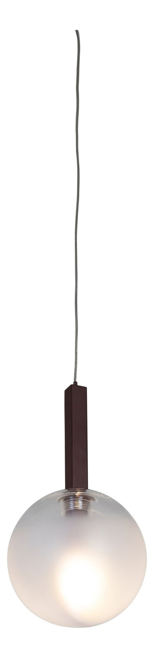 It's about RoMi Hängeleuchte Murano mit bordeauxfarbenem Eisengestell und mattiertem Glasschirm, Ausschnitt Gesamtansicht.