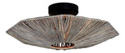 Deckenleuchte Panama Raffia Octogon S von Good&Mojo mit achteckigem Schirm aus geflochtenem Raffia in Grau-Braun.