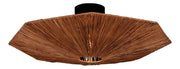 Deckenleuchte Panama von Good&Mojo in Braun mit achteckigem Raffia-Schirm und schwarzem Deckenbefestigung, Gesamtansicht.