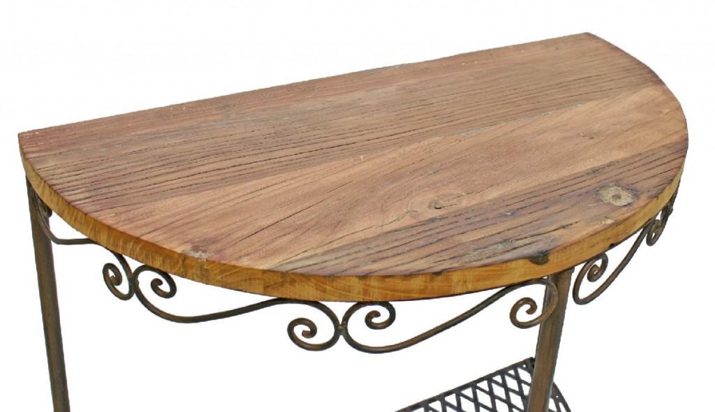 Eisen Wandtisch Wandkonsole SILVIO mit uriger Altholzplatte